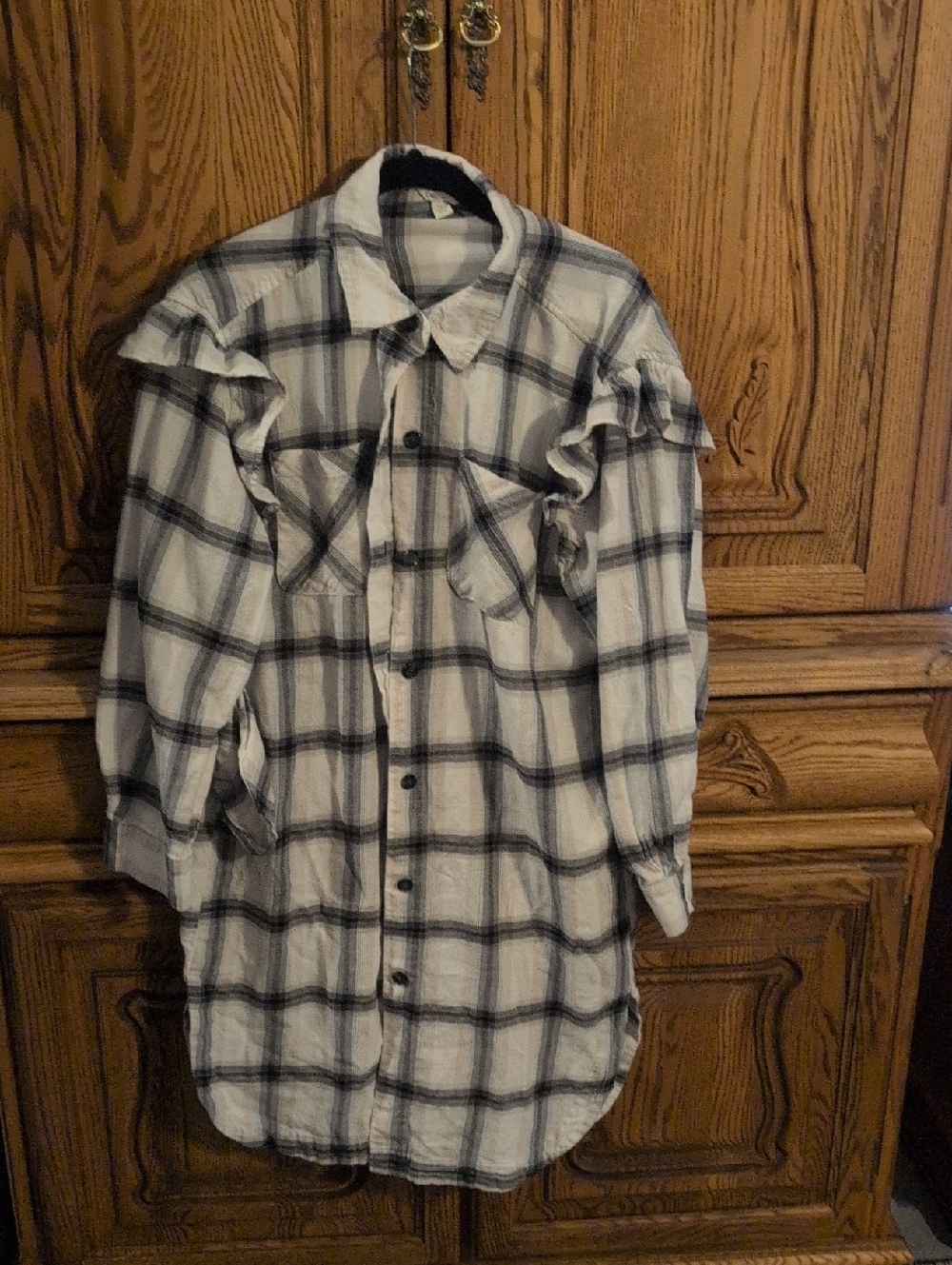 Cato Black and White Plaid Button-Down Shirt